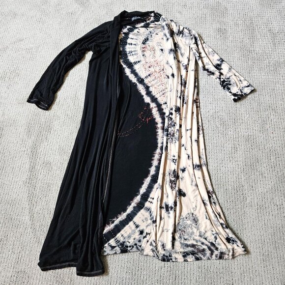 Talk of the Walk Cardigan Womens 1X Beaded Sequin Geisha Girl Tie Dye Duster - Picture 2 of 16